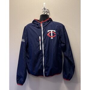 Minnesota MN Twins Light‎ Weight Hooded Full Zip Windbreaker Medium
